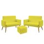 Imagem de 2 Poltronas Namoradeira Vega Almofadada Com Rodapé Com Puff Quasar Sued Amarelo Aradecor