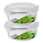 Imagem de 2 Potes Hermetico 950ml Redondo Vidro Multiuso Microondas