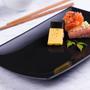 Imagem de 2 Prato Sushi Bandejas Rasas Preto Oriental 22cm Porcelana Germer Sashimi