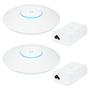 Imagem de 2 Roteadores Wifi 6 Access Point 5.3 Gbps + 2 Injetores Poe+  2 U6 Pro Ubiquiti Com 2 Fontes 48v30w