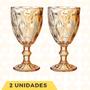 Imagem de 2 Taças Diamante Dourado 330Ml Champanhe/Vinho Dourado Luxo