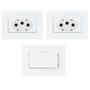 Imagem de 2 Tomada 3 Pinos 20a + 1 Interruptor Simples Embutir Móvel Branco Margirius
