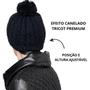 Imagem de 2 Toucas Gorro Preta Lã Tricot Pompom Feminino Masculina Frio Inverno