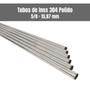 Imagem de 2 Tubo Inox Polido 5/8 (15,87 Mm) Parede 1,2mm Barra 40cm