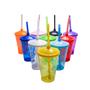 Imagem de 20 Copos Twister De Acrílico Cristal Colorido 400 Ml c/ tampa Festa Aniversário Dia das Crianças Formatura Lembrancinha