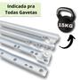 Imagem de 20 Corrediça de 35cm  350mm 10 PAR Gaveta Moveis Armário Trilho Reforçada Corredica Gavetas Corrediças Armario 10 Pares Branco Branca