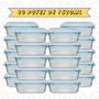 Imagem de 20 Potes Canelado Retangular Fit Lancheira Resistente 1520ml
