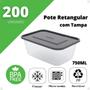 Imagem de 200 Marmitas Potes Dietas 750Ml Freezer Preta