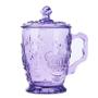 Imagem de 200ml European Retro Fashion Glass Glass for Daily Use Grocery Drink Cup Crown with Cover and Handle Heat Resistant Water Cup Gravura (Roxo)