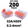 Imagem de 200un Conector Elétrico Emenda Derivação Para Iluminação 3 vias 4mm² 32A/450V Laranja