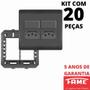 Imagem de 20un Interruptor Simples 10A 2 Teclas e Tomada Padrão Dupla 2P+T 10A Com Placa 4X4 Habitat Black FAME
