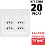 Imagem de 20un Interruptor Simples  2 Teclas 16A e Tomada Quádrupla Padrão 2P+T 10A Com Placa Evidence FAME