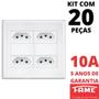 Imagem de 20un Tomada Padrão Quádrupla 2P+T 10A 4X4 Com Placa Evidence FAME