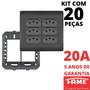 Imagem de 20un Tomada Padrão Sextupla 2P+T 20A 4X4 Com Placa Habitat Black FAME