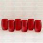 Imagem de 24 Copos de Vidro 450ML Vermelho e Transparente Redondo