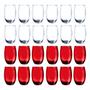 Imagem de 24 Copos de Vidro 450ML Vermelho e Transparente Redondo