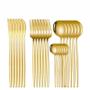 Imagem de 24 Peças Jogo de talheres dourado De Aço Inox Garfo Colher Faca Colher De Mesa
