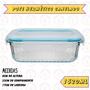 Imagem de 24 Potes Canelado Retangular Fit Lancheira Resistente 1520ml