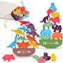 Imagem de 24PCS Dinosaur Stacking Toy Game for Kids 2 Sets in 1, Montessori Learning Balance Building Blocks, Brinquedo STEM Educacional com Saco de Armazenamento, Presente de Aniversário para Crianças, Meninos e Meninas 3 4 5 6 7 Anos