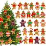 Imagem de 24pcs gengibre homem enfeites para decorações de árvore de Natal Mini pão de gengibre pendurado encantos decorativos enfeites de suspensão de Natal Gingerbread House Decor Natal Holiday Indoor Decorations