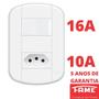 Imagem de 2un Interruptor Simples 16A e Tomada Padrão 2P+T 10A Com Placa Blanc Mais FAME