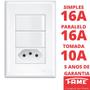 Imagem de 2un Interruptor Simples 16A Paralelo Three Way 16A e Tomada Padrão 2P+T 10A Com Placa Evidence FAME
