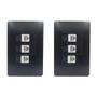 Imagem de 2un Tomada Rede RJ45 CAT 6E 8 Vias Tripla Com Placa Habitat Black FAME