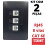 Imagem de 2un Tomada Rede RJ45 CAT 6E 8 Vias Tripla Com Placa Habitat Black FAME