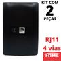 Imagem de 2un Tomada Telefone RJ11 4 Vias Com Placa Habitat Black FAME