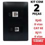 Imagem de 2un Tomada VD RJ11 4 Vias RJ45 CAT 6E 8 Vias Com Placa Habitat Black FAME
