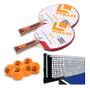 Imagem de 2x Raquetes Ping Pong Vollo + 6 Bolas 2 Star + Rede Alicate