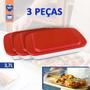 Imagem de 3 Assadeiras Retangular Lasanheira 3,7LT com Tampa