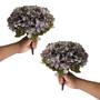 Imagem de 3 buquês de flores artificiais mini Hortência flores para decoração de casa artesanato casamento