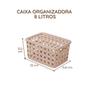 Imagem de 3 Caixa Organizadora Rattan Multiuso com Tampa Retangular Resistente Closet Armário Plasútil