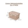 Imagem de 3 Caixa Organizadora Rattan Multiuso com Tampa Retangular Resistente Closet Armário Plasútil