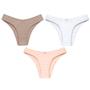 Imagem de 3 Calcinhas Tanga Luminate 0248 Algodão Pessego Branco Choco