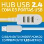 Imagem de 3 Hubs Usb 2.4 Alta Velocidade 3 Portas Pendrive Mouse Teclado