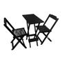 Imagem de 3 Jogos de Mesa Compacta 35x70 com 2 Cadeiras Ideal para Área de Lazer - Preto 