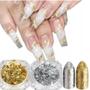 Imagem de 3 Kit Gliter Folha de Ouro p/ Unhas com 6 Un Cores Sortidas