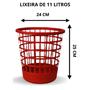 Imagem de 3 Lixeiras pequena plastico cesto telado 11 litros - vermelho