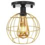 Imagem de 3 Lustres Teto Plafon + 3 Lâmpadas Led St64 Industrial Aramado Globo Dourado Retrô Vintage Preto