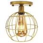 Imagem de 3 Lustres Teto Plafon + 3 Lâmpadas Led St64 Industrial Aramado Globo Retrô Vintage Dourado