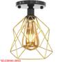 Imagem de 3 Lustres Teto Plafon Industrial Aramado Cálice Dourado Retrô Luminária Vintage Preto Agp Ilumini