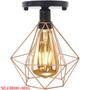 Imagem de 3 Lustres Teto Plafon Industrial Aramado Diamante Cobre Rose Retrô Luminária Vintage Preto Agp Ilumi