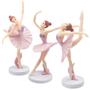 Imagem de 3 peças Dançando Bailarina Girl Figurine, Bailarina Estatueta Bolo Topper, Pink Ballet Girl Figure Cake Decoração