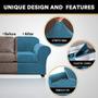 Imagem de 3 peças Sofá Cobre Capas de sofá de veludo para 2 almofadas Sofá Slipcovers Soft Sofa Slip Capas de móveis com 2 capas individuais de almofada de assento, máquina lavável (médio, azul)