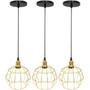 Imagem de 3 Pendentes Aramado Globo Luminária Lustre Luxo Teto Retrô Vintage Balcão Agp Ilumini Industrial