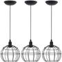 Imagem de 3 Pendentes Aramado Globo Luminária Lustre Teto Retrô Vintage Industrial Balcão Preto