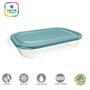Imagem de 3 Pote Raso Retangular Transparente Tampa Marmita 460 ml