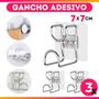 Imagem de 3 Suporte Adesivo Com Gancho Cabide Metal Parede Sem Furar - TopRio